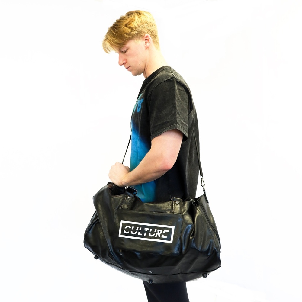 Culture Black Men's Leather-Look Duffel Bag